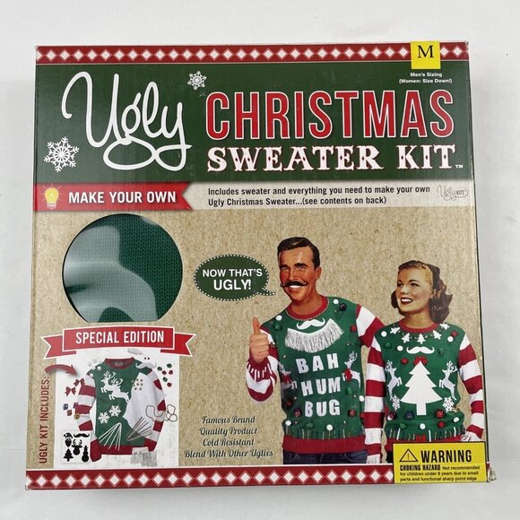 Ugly Christmas Sweater Kit Men’s M Make Your Own Includes Sweater Decorations - Picture 1 of 9